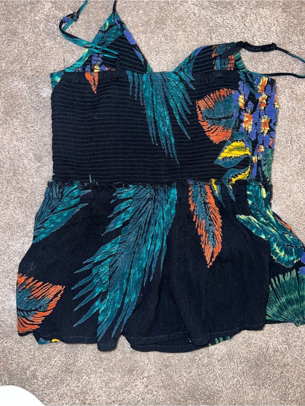 Patrons of Peace Black Tropical Floral Spaghetti Strap Tank - Picture 5 of 5